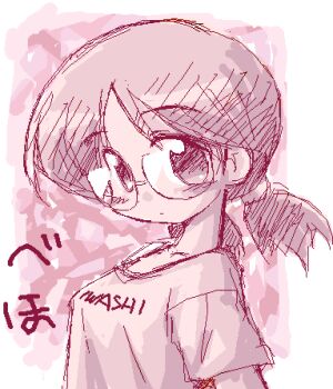 00s 1girl behoimi female_focus glasses ikkyuu lowres monochrome oekaki pani_poni_dash! pink_theme solo