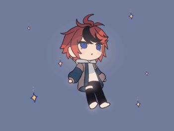 1boy :o ahoge animalization animated animated_gif aotsuki_eito black_pants blue_eyes grey_jacket hood hoodie jacket looping_animation male_focus multicolored_hair pants rabbit red_hair shoes short_hair solo spinning streaked_hair sumino_takumi syuu_1125 the_hundred_line_-last_defense_academy- white_hoodie white_shoes