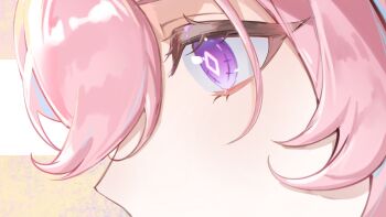 1girl chinese_commentary commentary_request diamond-shaped_pupils diamond_(shape) elysia_(herrscher_of_human:_ego)_(honkai_impact) elysia_(honkai_impact) eye_focus highres honkai_(series) honkai_impact_3rd pink_hair procreate_(medium) purple_eyes seawave02974 solo symbol-shaped_pupils
