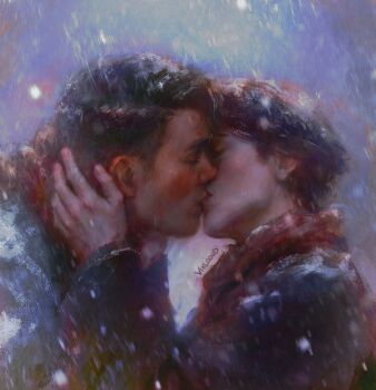 Rule 34 | 2boys, absurdres, arcane: league of legends, arcane jayce, arms up, black coat, blush, brown hair, closed eyes, coat, commentary, english commentary, from side, hand on another's face, highres, jayce (league of legends), kiss, league of legends, long sleeves, male focus, multiple boys, profile, red scarf, scarf, short sideburns, sideburns, snowing, viklooud, viktor (arcane), viktor (league of legends), winter clothes, yaoi