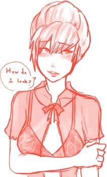 1girl ? breasts english_text eyebrows female_focus hair_bun kate_marsh life_is_strange_(series) life_is_strange_1 lips nightgown short_hair simple_background single_hair_bun solo text_focus white_background xxxx52