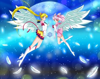 Rule 34 | anello81, bishoujo senshi sailor moon, bishoujo senshi sailor moon sailor stars, chibi usa, eternal sailor moon, feathered wings, feathers, highres, sailor chibi moon, sailor moon, wings