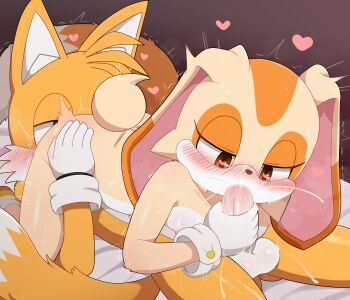 69 0227 1boy 1girl absurdres animal_ears brown_fur completely_nude cream_the_rabbit cum cum_in_mouth cunnilingus ejaculation erection fellatio flat_chest fox_boy fox_ears fox_tail furry furry_female furry_male furry_with_furry heart heart-shaped_pupils hetero highres kodomo_doushi loli lying nipples nude on_back on_bed oral penis pillow purple_background rabbit_ears rabbit_girl rabbit_tail shota sonic_(series) symbol-shaped_pupils tail tails_(sonic) testicles trembling uncensored yellow_fur