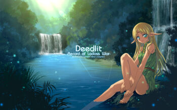 Rule 34 | 1girl, bad id, bad pixiv id, barefoot, blonde hair, blue eyes, deedlit, female focus, forest, genshi, legs, nature, pointy ears, record of lodoss war, solo, water, waterfall