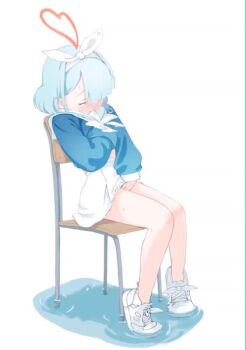 1girl animated arona_(blue_archive) between_legs blue_archive blue_hair blue_shirt blush breasts chair closed_eyes ewan_1212 female_masturbation fingering full_body grabbing_own_breast hair_over_one_eye hand_between_own_legs hand_under_clothes hand_under_shirt heart legs loli looping_animation masturbation masturbation_under_clothes midriff miniskirt moaning on_chair open_mouth ribbon shirt shoes short_hair sitting skirt solo tagme tamura-chan thighs trembling ugoira video water white_shoes white_skirt