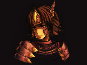 Rule 34 | 1girl, armor, brown hair, female focus, happan, headdress, purple eyes, sengoku musou, sengoku musou 2, sengoku musou 3, short hair, solo, tachibana ginchiyo (sengoku musou), tears