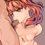 1boy 1girl animated breasts celica_(fire_emblem) cum cum_on_body facial fellatio fire_emblem fire_emblem_echoes:_shadows_of_valentia hetero momiahair nintendo nipples nude oral penis pixel_art red_hair video