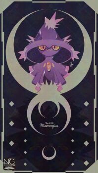 Rule 34 | character name, colored sclera, crescent, diamond (shape), gen 4 pokemon, ghost, hat, highres, looking at viewer, meme (sleepsheep), mismagius, nintendo, no humans, pokemon, pokemon (creature), pokemon focus, red eyes, witch hat, yellow eyes, yellow sclera