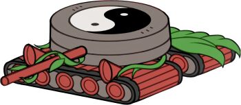 flower_tank_(touhou) leaf military_vehicle mirei_(miirei) motor_vehicle no_humans simple_background tank touhou touhou_(pc-98) transparent_background vehicle_focus yin_yang