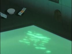 10s 1girl animated ass blue_hair breasts brown_eyes bubblegum_crisis cleavage earrings jewelry one-piece_swimsuit partially_submerged pool poolside sound submerged swimming swimsuit sylia_stingray tagme video water