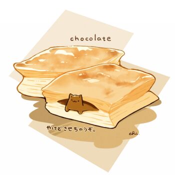 1other :3 cat chai_(drawingchisanne) chocolate food food-themed_creature original pastry shadow signature solo undersized_animal
