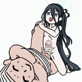 1girl animated animated_gif aris_(blue_archive) bdsm blue_archive blue_eyes blue_hair bondage bound drifter femdom halo loli nude penis pussy rape sex simple_background smile uncensored vaginal white_background x-ray