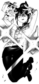 1girl animal_ears arms_up cat_ears cat_girl conch_(gundam) double_w firing firing_at_viewer frown full_body funnels_(gundam) gfred gundam gundam_gquuuuuux hair_bun high_collar highres ireading jacket long_sleeves looking_at_viewer military_jacket military_uniform miniskirt non-humanoid_robot nyaan_(gundam_gquuuuuux) pantyhose parted_lips pencil_skirt robot sidelocks single_hair_bun skirt solo sweatdrop teeth upper_teeth_only v-shaped_eyebrows w zeon