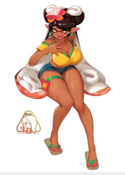 1girl alternate_costume brazilian_miku brazilian_miku_(cosplay) breasts callie_(splatoon) cosplay dark-skinned_female dark_skin hatsune_miku large_breasts little_blood splatoon_(series) splatoon_1 vocaloid