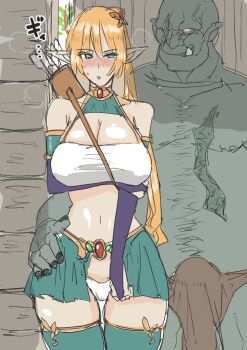 Rule 34 | 1girl, blonde hair, breasts, large breasts, long hair, orc, saber ntrok