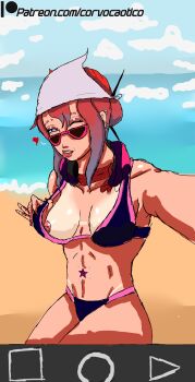 absurdres brazil brazilian_girl breasts corvocaotico gyaru highres nipples original sketch tomoko_oliveira(corvo_caotico)