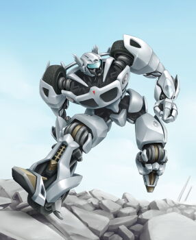 assault_visor blue_sky helmet humanoid_robot jazz_(transformers) machine mecha mecha_focus pontiac pontiac_solstice robot running science_fiction sky transformers transformers_(2007_movie) transformers_(live_action) wheel yo-3