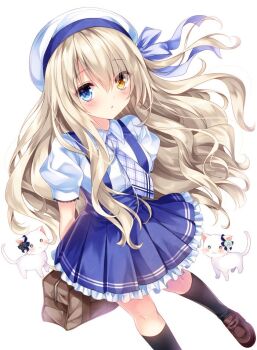Rule 34 | 1girl, blonde hair, blue eyes, brown hair, cat, commentary, hair between eyes, heterochromia, long hair between eyes, luca (nogi takayoshi), nogi takayoshi, non-web source, original