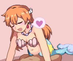 1boy 1girl animal animated aqua_eyes bare_shoulders beads bikini blush breasts cum gen_1_pokemon gomadare_(310329) interspecies jewelry long_hair looking_at_viewer looping_animation medium_breasts mermaid mermaid_misty_(pokemon) midriff misty_(pokemon) monster_girl navel necklace nintendo open_mouth orange_hair pearl_necklace penis pokemon pokemon_(anime) pokemon_(classic_anime) seashell sex shell shell_bikini simple_background smile swimsuit tagme vaginal video