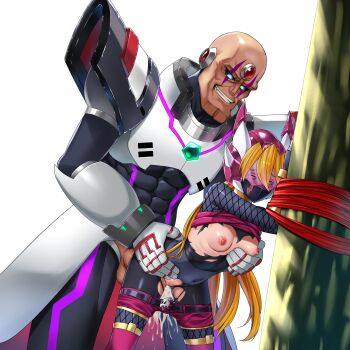 1boy 1girl age_difference alternate_costume armored_boots assault_visor bald belt biometal black_sclera blonde_hair blue_eyes body_armor bodystocking boots bound bound_arms breasts ceijin chest_jewel ciel_(mega_man) clothes_lift clothes_pull coattails colored_sclera commission commissioner_upload covered_abs covered_navel crosshair_pupils cum cum_in_pussy facial_mark fake_horns female_focus fishnet_bodystocking fishnet_sleeves fishnets forehead_jewel gauntlets helmet hetero highres horned_helmet horns large_penis long_bangs long_hair mechanical_ears model_p_(mega_man) nipples non-web_source penis ponytail rape red_eyes shirt_lift shorts shorts_pull sigma_(mega_man) simple_background small_breasts thigh_boots torn_bodystocking torn_clothes transparent_background vaginal