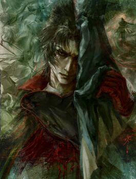 1girl 5boys black_hair commentary_request fate/grand_order fate_(series) gio_dwinter gloves haori harada_sanosuke_(fate) highres hijikata_toshizou_(fate) jacket japanese_clothes looking_at_viewer multiple_boys multiple_views nagakura_shinpachi_(fate) okita_souji_(fate) red_eyes saitou_hajime_(fate) shinsengumi_(fate) shirt short_hair sword weapon yamanami_keisuke_(fate)