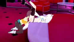 2girls 3d ahegao animal_ears animated bed bedroom blush breasts cunnilingus female_ejaculation fingering fingering_through_clothes fox_ears fox_girl fox_tail hand_on_another's_head hololive kneeling koikatsu_(medium) masturbation medium_breasts multiple_girls natsuiro_matsuri nipples open_mouth oral pantyhose pubic_hair pussy pussy_juice shirakami_fubuki small_breasts sound tail through_clothes video virtual_youtuber yuri