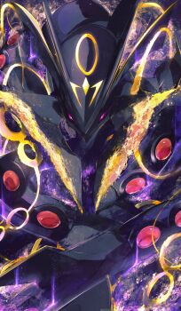 alternate_color dragon eastern_dragon gen_3_pokemon highres legendary_pokemon mega_evolution mega_pokemon mega_rayquaza monster nintendo no_humans pemuchi_(chikuwa_3296) pokemon pokemon_(creature) purple_eyes rayquaza watermark