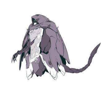 extra_eyes floating from_side full_body highres kato_takuji looking_ahead ma_no_mono-tachi mecha mechanical_tail mechanization no_humans robot science_fiction solo tail white_background