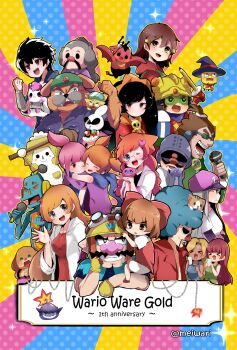 13-amp 18-volt 5-volt 6+boys 6+girls 9-volt alien ana_(warioware) animal animal_on_head ashley_(warioware) black_hair blue_eyes blue_hair bow brown_hair cat cat_on_head coat demon demon_horns demon_tail demon_wings doris_1_(warioware) double_bun dr._crygor dress dribble_(warioware) facial_hair fronk furry furry_male hair_bow hair_bun hair_ornament heart heart_hair_ornament helmet herunia_kokuoji highres horns jimmy_t joe_(warioware) kat_(warioware) long_hair master_mantis microphone mike_(warioware) mona_(warioware) motorcycle_helmet multiple_boys multiple_girls mustache nintendo on_head one_eye_closed open_mouth orange_hair orbulon penny_crygor pink_hair red_(warioware) red_bow red_dress robot single_hair_bun smile spitz sunglasses tail wario warioware warioware_gold white_coat wings young_cricket