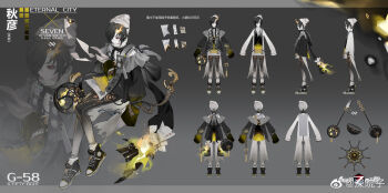 1boy a-pose anklet bag beanie black_jacket black_pantyhose black_ribbon black_scarf black_sclera black_shoes black_tabard border burning burning_clothes burning_paper chinese_commentary chinese_text closed_mouth color_guide colored_sclera colored_skin copyright_name expressionless fiery_horns flying_paper forever_7th_capital full_body gradient_pantyhose grey_background grey_border hair_over_one_eye hat high_collar highres holding holding_paper horns invisible_chair jacket jewelry letterboxed long_shirt long_sleeves looking_at_viewer male_focus multiple_views off-shoulder_jacket off_shoulder official_art open_clothes open_jacket outside_border pantyhose paper patchwork_clothes pinstripe_pantyhose qiu_yan_(forever_7th_capital) red_eyes reference_sheet ribbon scarf shen_yuanzi shoes short_hair shoulder_bag sideways_glance simple_background single_horn sitting sleeve_ribbon sleeves_past_fingers sleeves_past_wrists sneakers socks solo standing sweater tabard tassel torn_clothes torn_sweater turnaround watermark weibo_watermark white_hat white_pantyhose white_skin white_socks white_sweater yellow_fire yellow_tabard zoom_layer