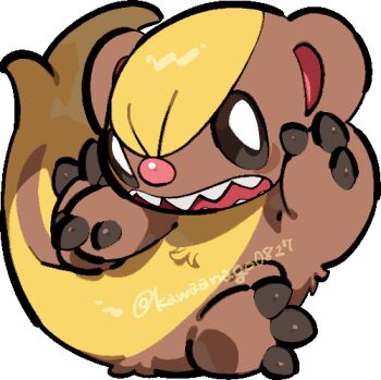 animal_focus chibi chibi_only commentary_request full_body gen_7_pokemon kawaanago lowres nintendo no_humans open_mouth pokemon pokemon_(creature) pokemon_focus sharp_teeth solo teeth transparent_background twitter_username yungoos