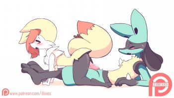 1boy 1girl all_fours animal_ear_fluff animal_ears animal_hands animal_nose animal_penis animated animated_gif ass belly black_fur blue_fur blush bouncing_breasts braix_(diives) braixen breasts check_source diives dog_penis erection eyelashes fangs feet fox fox_ears fox_tail furry furry_female furry_male furry_with_furry gen_4_pokemon gen_6_pokemon half-closed_eyes hetero highres interspecies knotted_penis large_ears large_tail looking_back lucario lying md5_mismatch medium_breasts multicolored_fur nintendo nipples nude on_back open_mouth patreon penis pokemon pokemon_(creature) pussy pussy_juice red_eyes resolution_mismatch reverse_cowgirl_position riding sex snout source_request source_smaller spikes stick straddling sweat tagme tail teeth third-party_source tongue vaginal watermark web_address white_background white_fur yellow_fur