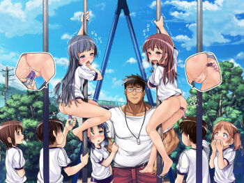 3boys 5girls age_difference ahegao anal anal_beads anus ass audience bare_legs barefoot blue_eyes blue_hair blush bottomless breasts brown_hair censored climbing competition crotch_rubbing_against_pole crotch_rubbing_pole dildo embarrassed feet female_ejaculation grey_eyes grey_hair gym_uniform heavy_breathing hikari_club humiliation loli long_hair male_hand multiple_boys multiple_girls muscular no_panties open_mouth orgasm outdoors pole_grind public_indecency pussy pussy_juice red_hair saliva school sex_ed sex_education_2053 sex_toy small_breasts soles source_request teacher teacher_and_student toes vaginal vibrator