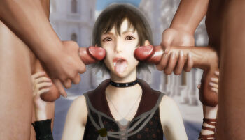 clothed_female_nude_male final_fantasy final_fantasy_xv iris_amicitia nude penis ratounador testicle_grab tongue tongue_out