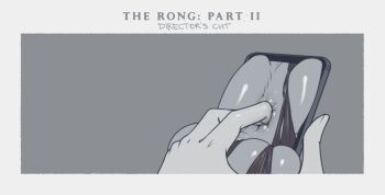 anal_fingering anus cellphone english_text fingering holding holding_phone phone portal_(object) smartphone tailbox testicles the_ring