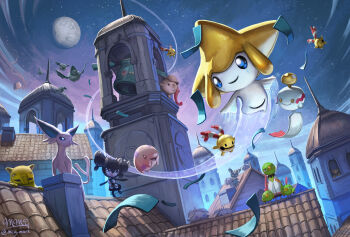 Rule 34 | bell tower, blue eyes, bronzong, building, chimecho, chingling, closed eyes, closed mouth, commentary, drowzee, english commentary, espeon, espurr, floating, flying, full moon, gen 1 pokemon, gen 2 pokemon, gen 3 pokemon, gen 4 pokemon, gen 5 pokemon, gen 6 pokemon, gothorita, highres, instagram username, jirachi, legendary pokemon, mcgmark, meowstic, meowstic (male), moon, motion lines, munna, musharna, mythical pokemon, natu, night, night sky, nintendo, on roof, open mouth, outdoors, poke ball symbol, pokemon, pokemon (creature), purple eyes, red eyes, scream tail, signature, sky, smile, spire, star (sky), starry sky, swoobat, woobat, xatu, yellow eyes