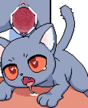 1boy 1girl akai_(ugokashitari) animal_focus animal_sexualization animated animated_gif anus bar_censor bestiality cat censored commentary_request heart heart-shaped_pupils hetero multiple_views no_humans open_mouth original penis pixel_art pussy saliva sex symbol-shaped_pupils tearing_up tongue tongue_out vaginal