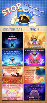 arm_behind_back bandana_waddle_dee blush_stickers chart colored_skin commentary crossed_fingers crown english_commentary eyed_silhouette galactic_nova gloves highres holding_hands horns king_dedede kirby kirby's_return_to_dream_land kirby_(series) landia looking_at_viewer lor_starcutter magolor master_crown meta_knight nintendo one_eye_closed pink_skin pinku-hoshii pointing rayman_limbs silhouette sparkle star_(symbol) star_rod sunset traitor_magolor white_gloves yellow_eyes yellow_gloves