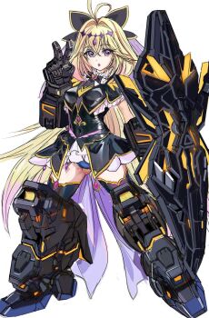 Rule 34 | 1girl, antenna hair, black bow, black capelet, black dress, blonde hair, bow, breasts, brooch, capelet, commentary request, cosplay, cure arcana shadow, diamond hairband, dress, frilled capelet, frills, full body, gradient hair, gundam, gundam unicorn, hair intakes, heart, heart brooch, highres, holding, holding shield, huo ji wu, jewelry, long hair, looking at viewer, magical girl, meitantei precure!, moria luluka, multicolored hair, nt-d, open mouth, precure, purple eyes, purple veil, shield, solo, unicorn gundam banshee, unicorn gundam banshee (cosplay), unicorn gundam banshee norn, unicorn gundam banshee norn (cosplay), v, veil, very long hair