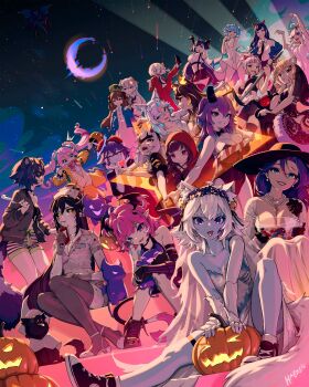 1boy 6+girls absurdres ahoge akuma_nihmune alcina_dimitrescu alcina_dimitrescu_(cosplay) alheitrakzoth animal_ear_fluff animal_ears annytf aqua_hair arms_up artist_name asymmetrical_footwear bao_(vtuber) barbed_tongue bat_wings bead_necklace beads bell black_bow black_bowtie black_choker black_dress black_footwear black_gloves black_hat black_jacket black_necktie black_pants black_sclera black_skirt black_tail black_thighhighs black_veil blonde_hair blowing_kiss blue_eyes blue_hair blue_horns blue_jacket blue_necktie blue_shorts body_markings boots bow bowl bowser bowser_(cosplay) bowtie breasts bridal_gauntlets bridal_veil brown_footwear bucket camila_(vtuber) candy cat_ears cat_girl cha_cha_(vtuber) character_request chibidoki_(vtuber) choker cigarette cimp_(camila_(vtuber)) cleavage closed_eyes closed_mouth collarbone collared_shirt colored_inner_hair colored_sclera colored_skin commentary cosplay crescent_moon cropped_jacket crossed_arms demenishki demon_girl demon_horns demon_tail demon_wings dog dress dress_tug drinking_blood drinking_straw earrings english_commentary evil_neuro-sama eyepatch facial_mark fallenshadow fefe_(vtuber) filian_(vtuber) fingerless_gloves flower_hairband flying food formal_clothes fox_ears from_below glitch gloves glowing glowing_eyes green_eyes grin guitar haedgie hair_bell hair_between_eyes hair_bow hair_ornament hair_ribbon halloween halloween_costume hand_in_pocket hand_up hands_on_another&#039;s_shoulders hat head_wings heart heart_hair_ornament high_heels highres holding holding_bowl holding_bucket holding_cigarette holding_guitar holding_hands holding_instrument horns indie_virtual_youtuber instrument ironmouse ironmouse_(15th_costume) jack-o&#039;-lantern jacket jewelry joker_(dc)_(cosplay) lapels large_breasts layna_lazar leg_up long_hair looking_at_viewer lucy_pyre marilyn_monroe marilyn_monroe_(cosplay) marimari_(vtuber) megalodon_(vtuber) midriff moon multicolored_hair multiple_girls necklace necktie neuro-sama night night_sky notched_lapels one_eye_closed open_clothes open_jacket open_mouth orange_bow orange_eyes orange_hair outdoors pants pantyhose peaked_lapels pink_hair pink_jacket pink_shirt pink_shoes platform_boots platform_footwear playboy_bunny pointy_ears power_(chainsaw_man) power_(chainsaw_man)_(cosplay) purple_bow purple_bowtie purple_dress purple_eyes purple_hair rabbit_ears raccoon_girl red_eyes red_hair red_hood red_lips red_pants red_ribbon red_suit ribbon sheet_ghost shirt shirt_tucked_in shoes shorts shylily shyrei_faolan sinder_(vtuber) single_leg_pantyhose single_thighhigh sitting skirt sky sleeveless sleeveless_dress slurping smile smug_alana sneakers snuffy_(vtuber) star_(symbol) star_hair_ornament star_hands streaked_hair stretching striped_clothes striped_shorts suit sun_hat suspender_skirt suspenders tail tank_top teeth tentacles the_joker thigh_strap thighhighs tifa_lockhart tifa_lockhart_(cosplay) tongue tongue_out twintails upper_teeth_only vedal987 veil virtual_youtuber vshojo wedding_dress whisker_markings white_dress white_hair white_pantyhose white_shirt white_suit white_tank_top wide_shot wings zettai_ryouiki