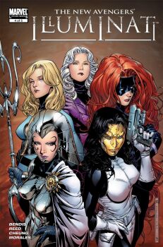5girls aqua_eyes armor artist_name black_bodysuit black_hair blonde_hair blue_eyes bodysuit breastplate cape clea_strange comic_cover copyright_logo copyright_name cover cover_page covered_navel curly_hair doctor_strange_(series) dress eyeshadow facial_mark fantastic_four gloves gold_mask grey_armor grey_helmet gun hand_on_own_hip handgun helmet highres holding holding_gun holding_polearm holding_weapon inhumans jim_cheung lilandra_neramani logo long_hair looking_at_viewer madame_masque makeup marvel mask mature_female medusa_(marvel) multiple_girls official_art orange_hair polearm purple_eyeshadow purple_gloves purple_lips sleeveless sleeveless_dress sue_storm superhero_costume weapon western_comics_(style) white_cape white_dress white_gloves white_hair x-men