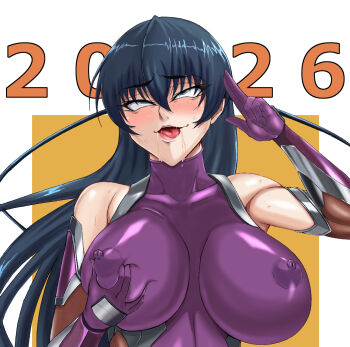 1girl 2026 ahegao breasts highres igawa_asagi large_breasts long_hair taimanin_(series) taimanin_asagi