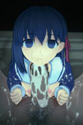 1boy 1girl 3d aged_down animated breasts breasts_squeezed_together censored closed_mouth cum cum_on_body cum_on_clothes cum_on_penis cum_on_self dark dark-skinned_male dark_skin ears empty_eyes expressionless facial fate/stay_night fate_(series) flat_chest hair_between_eyes hair_ribbon hetero koikatsu_(medium) large_penis loli long_hair looking_at_viewer male_pubic_hair matou_sakura medium_hair mosaic_censoring naizuri netorare night nipples no_bra nose paizuri penis pov pov_crotch pubic_hair purple_eyes purple_hair rape red_ribbon ribbon school_uniform serafuku solo_focus topless_female video