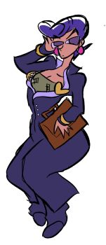 1boy bag blue_hair blue_jacket blue_pants deftestrecords diamond_wa_kudakenai higashikata_josuke highres holding holding_bag jacket jojo_no_kimyou_na_bouken pants solo