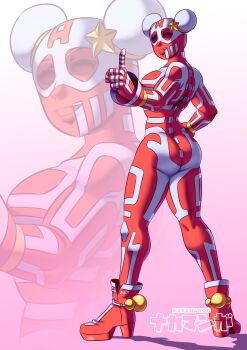 Rule 34 | 1girl, asamiya athena, ass, bodysuit, breasts, double bun, dress, female focus, from behind, hair bun, hair buns, hairband, high heels, huge ass, huge breasts, kof: maximum impact, large breasts, nakamanga, nakamangahikari, shoes, skin tight, smile, smiley face, snk heroines: tag team frenzy, standing, star (symbol), the king of fighters, thick thighs, thighs, tight clothes