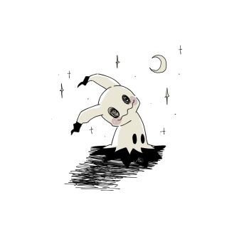 @_@ blush_stickers crescent_moon gen_7_pokemon highres mimikyu moon nintendo no_humans pokemon pokemon_(creature) pokemon_focus punaparu simple_background star_(sky) white_background