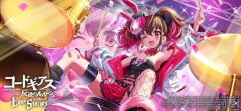 1girl akagi_benio code_geass code_geass:_lost_stories copyright_name copyright_notice drums drumsticks highres mask