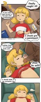 1boy 1girl absurdres age_difference arms_up breasts censored clothes_lift couch drink english_text gnsisir hand_on_another's_head hands_up heart hetero highres inspector_gadget just_the_tip kiss kissing_penis loli lying medium_hair molestation mosaic_censoring nipples on_back on_couch oral paid_reward_available pedophile penis penny_(inspector_gadget) precum pubic_hair rape red_shirt saliva shirt shirt_lift size_difference sleep_molestation sleeping small_breasts speech_bubble twintails two-tone_shirt white_shirt zzz