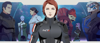 3boys 4girls asari_(mass_effect) ashley_williams commander_shepard commander_shepard_(female) garrus_vakarian kaidan_alenko krogan liara_t'soni mass_effect_(series) mass_effect_1 multiple_boys multiple_girls quarian star_(sky) tali'zorah tumblr turian urdnot_wrex wei