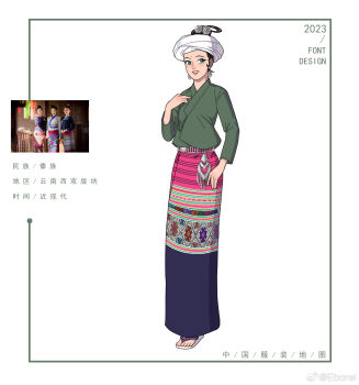 Rule 34 | 1girl, 2023, black hair, blue eyes, chinese commentary, chinese text, commentary request, dai clothes, earrings, eborel, facial mark, flip-flops, forehead mark, full body, green shirt, grin, hair ornament, highres, jewelry, long skirt, looking at viewer, original, pencil skirt, photo-referenced, photo inset, pink skirt, purple skirt, red lips, reference inset, sandals, shirt, short hair, skirt, smile, solo, standing, turban, two-tone skirt, watermark, weibo watermark, white background, white turban